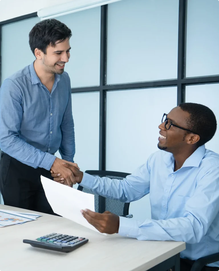 Client and Trust Patrick's official shaking hands.