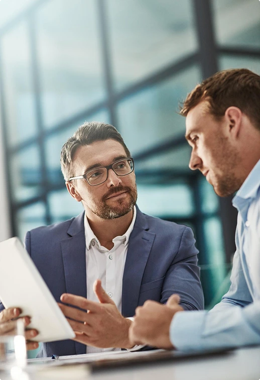 Client and Trust Patrick's professional discussing.